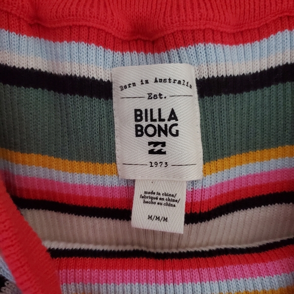 Billabong Take A Trip off-the-shoulder striped knit top, size M juniors - Picture 6 of 11